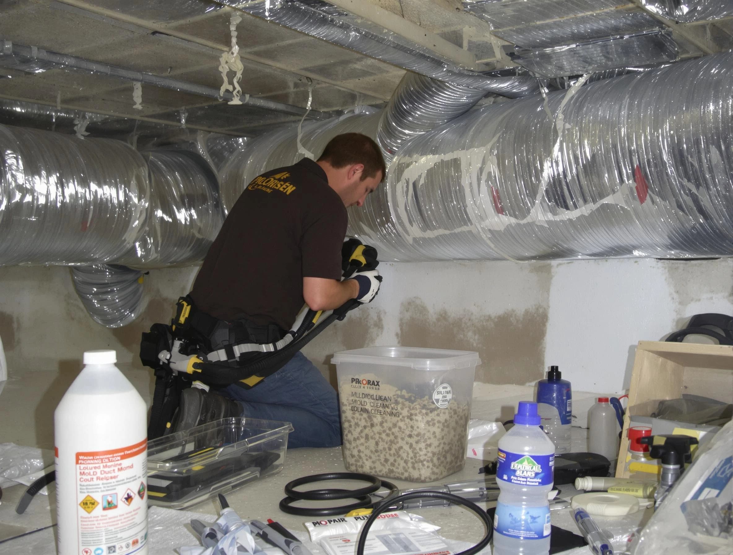 Mountain Brook Air Duct Cleaning specialist performing professional mold removal from air ducts in Mountain Brook