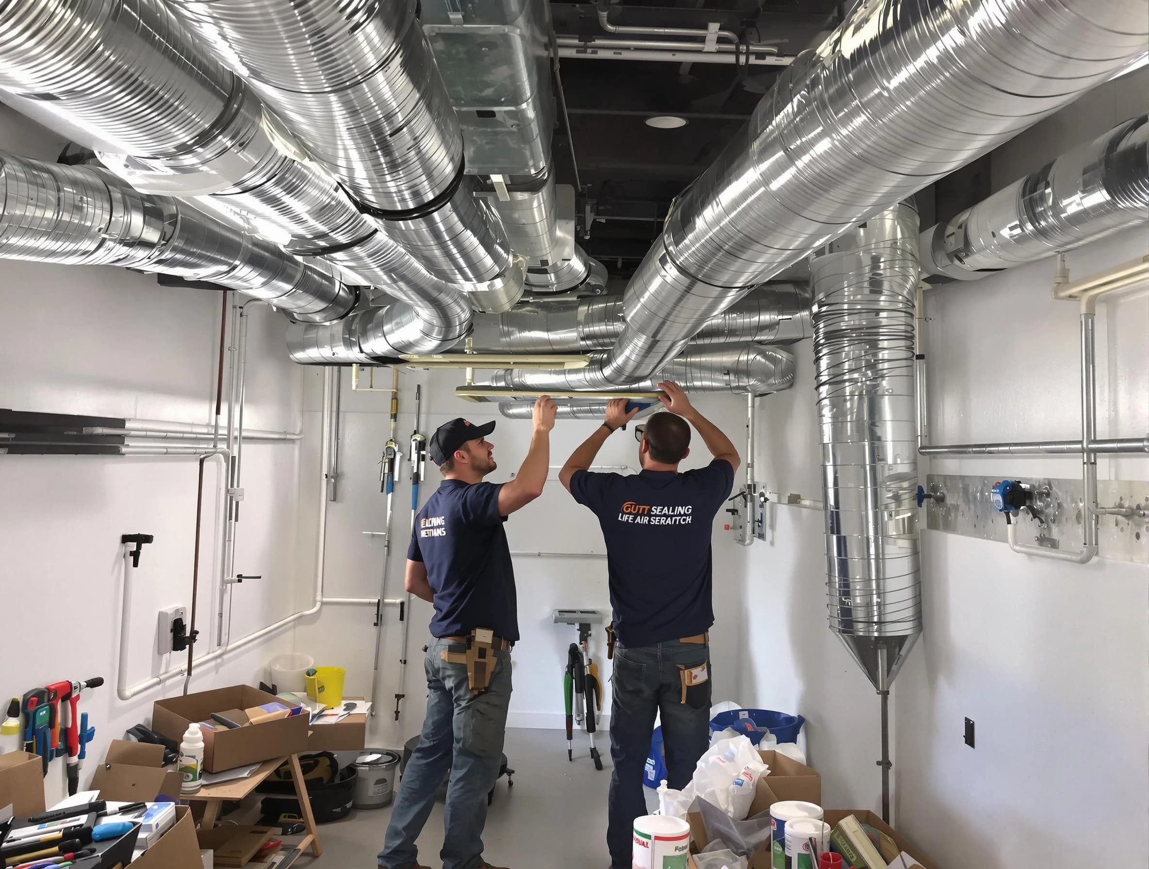 Mountain Brook Air Duct Cleaning technician applying professional duct sealing solutions in Mountain Brook