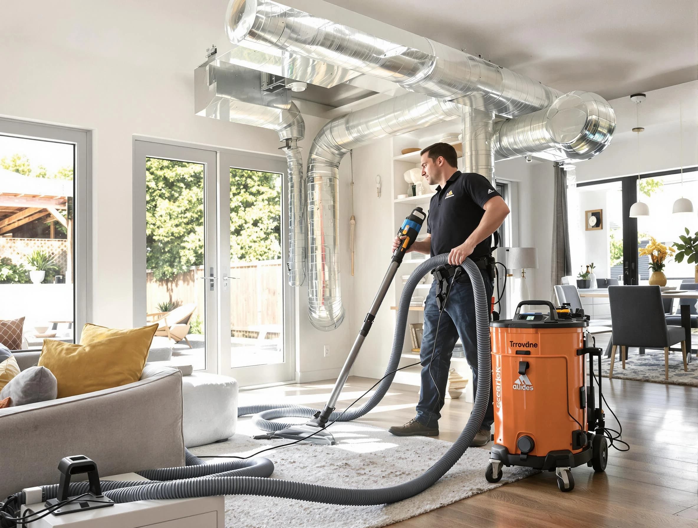 Mountain Brook Air Duct Cleaning specialist performing thorough residential duct cleaning using advanced equipment in Mountain Brook