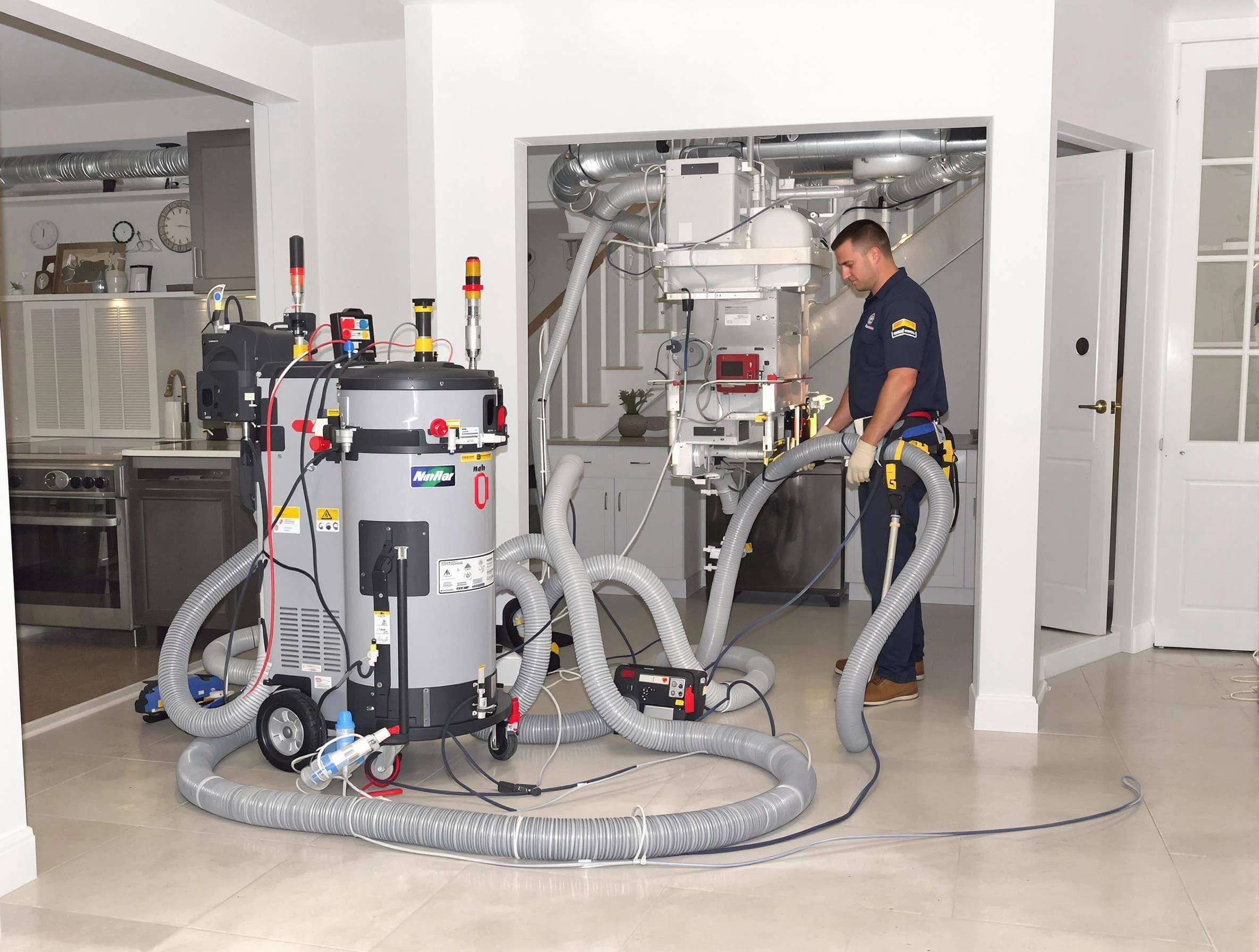 Mountain Brook Air Duct Cleaning technician operating negative pressure cleaning equipment for thorough duct maintenance in Mountain Brook