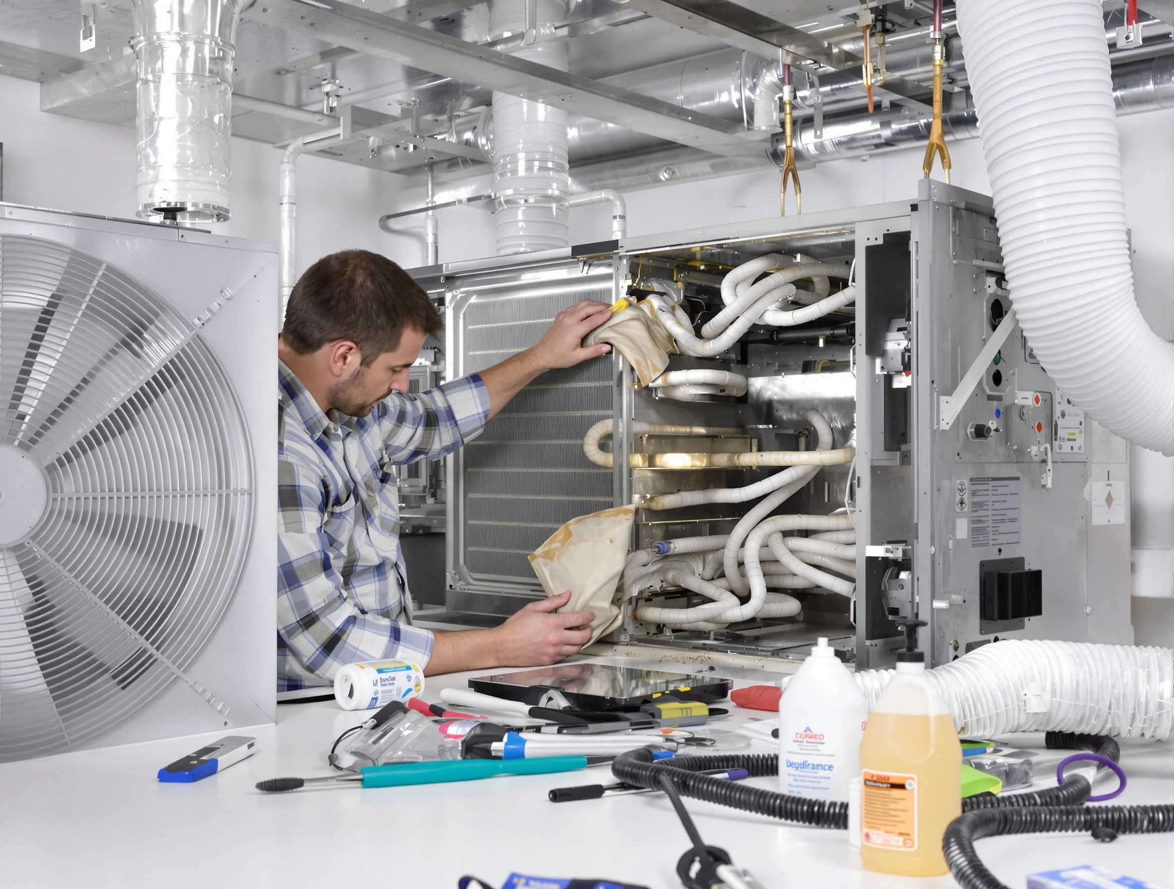 Mountain Brook Air Duct Cleaning specialist performing precision AC coil cleaning in Mountain Brook