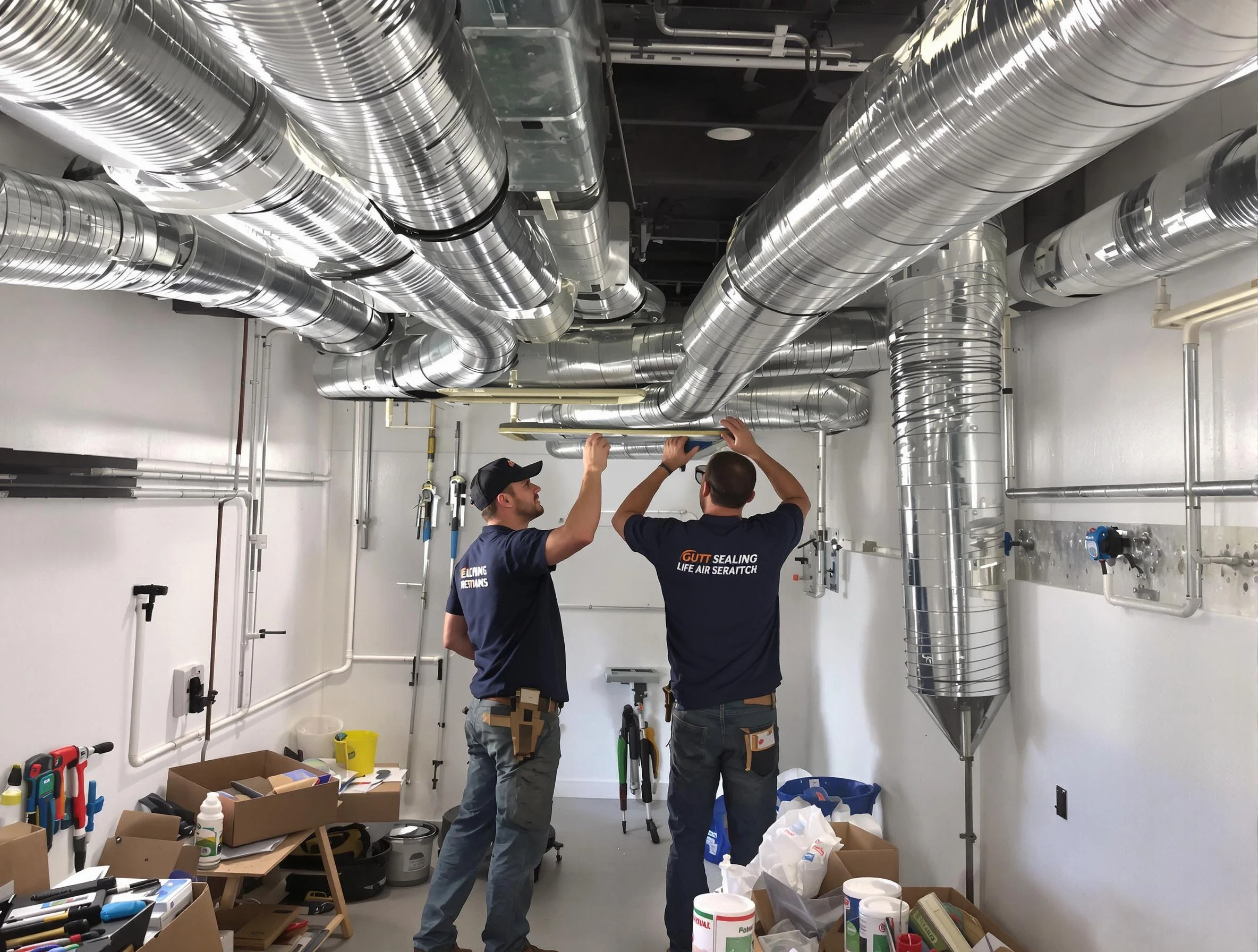 Mountain Brook Air Duct Cleaning technician applying professional duct sealing solutions in Mountain Brook